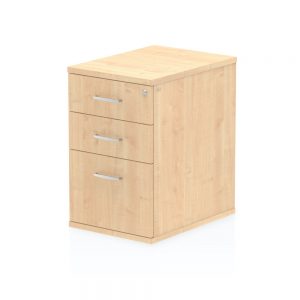 Office Storage 3 Drawer 600mm Deep Desk High Pedestal Maple