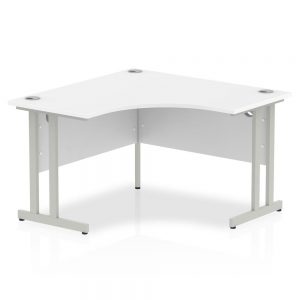 Impulse Silver Cantilever Leg Corner Desk White