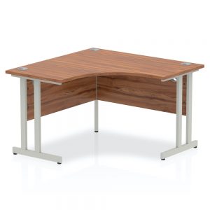 Impulse Silver Cantilever Leg Corner Desk Walnut