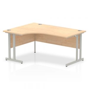 Office Desk Left Hand Crescent Desk Maple With Silver Cantilever Frame