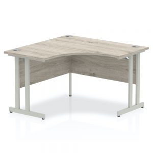 Impulse Silver Cantilever Leg Corner Desk Grey Oak