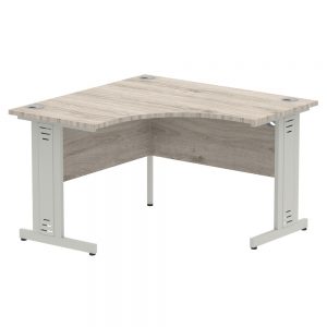 Impulse Silver Cable Managed Cantilever Leg Corner Desk Grey Oak