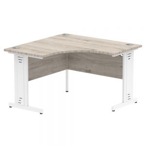 Impulse White Cable Managed Cantilever Leg Corner Desk Grey Oak