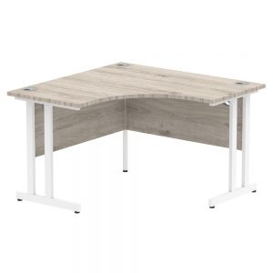 Impulse White Cantilever Leg Corner Desk Grey Oak