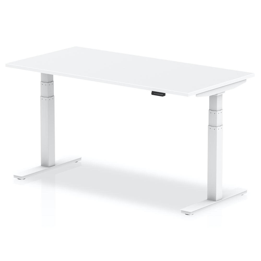 White height adjustable desk with White Frame