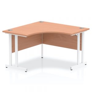 Impulse White Cantilever Leg Corner Desk Beech