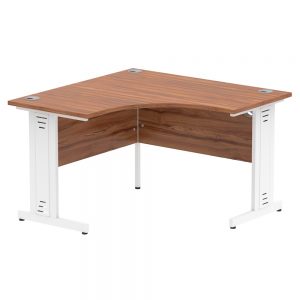 Impulse White Cable Managed Cantilever Leg Corner Desk Walnut