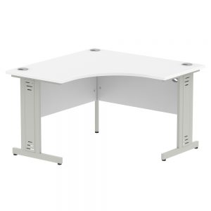 Impulse Silver Cable Managed Cantilever Leg Corner Desk White