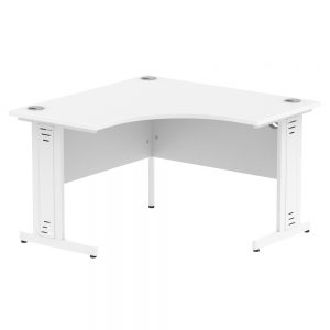 Impulse White Cable Managed Cantilever Leg Corner Desk White