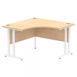 Impulse White Cantilever Leg Corner Desk Maple