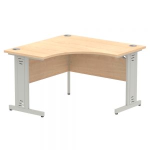 Impulse Silver Cable Managed Cantilever Leg Corner Desk Maple