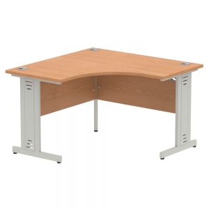 Impulse Silver Cable Managed Cantilever Leg Corner Desk Oak