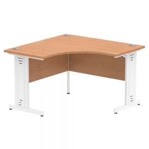 Impulse White Cable Managed Cantilever Leg Corner Desk Oak