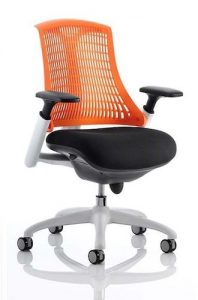 Office Chair Flex Chair With White Frame, Orange Back & Black Seat