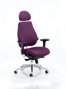 Chiro Plus Ultimate Posture Office Chair With Adjustable Arms, Adjustable Lumbar Support & Headrest In Tansy Purple Fabric