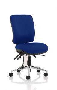 Chiro Medium Back Posture Office Chair No Arms In Stevia Blue Fabric