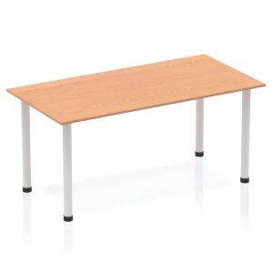 Oak 1400 Rectangle Meeting Table Silver Legs