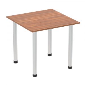 Walnut Square Meeting Table With Silver Legs