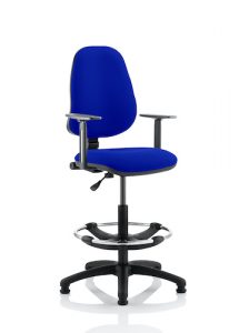 Eclipse Draughtsman Chair Blue With Height Adjustable Arms