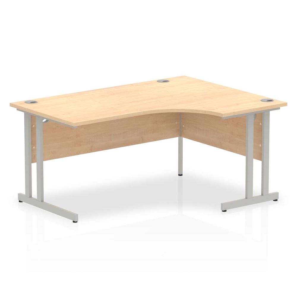 Impulse 1600 Right Hand Crescent Desk With Silver Cantilever Leg & Maple Top