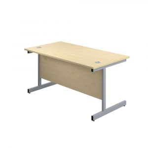 One Compact Rectangular Desk With Single Upright Leg