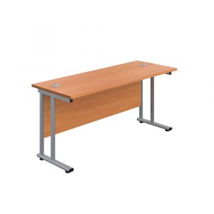 One Compact Rectangular Desk With Twin Upright Leg