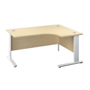 One 1800 Right Hand Crescent Desk Maple With White Cable Managed Legs